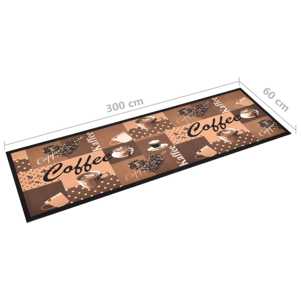 vidaXL Kuchyňský koberec pratelný Coffee hnědý 60 x 300 cm
