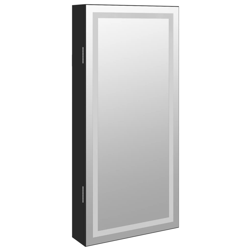 vidaXL Zrcadlová šperkovnice s LED světly nástěnná černá