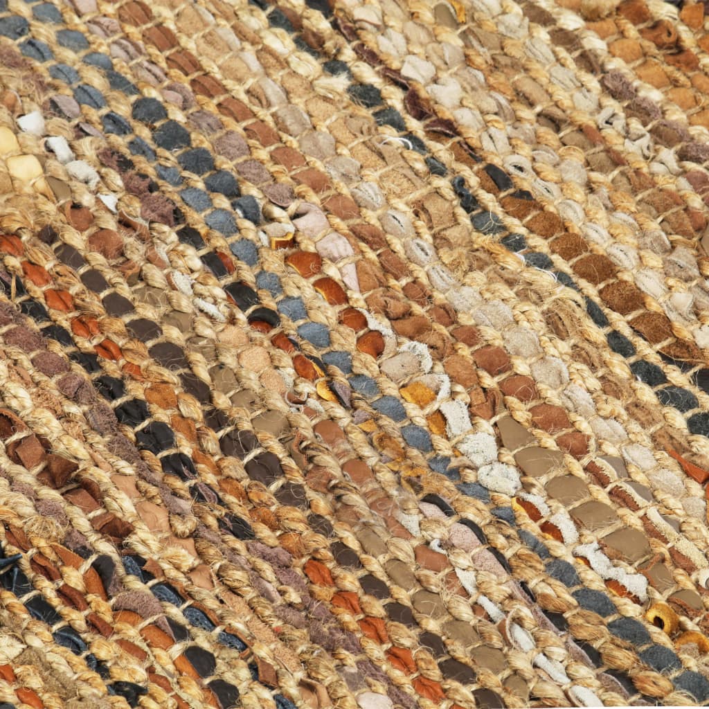 vidaXL Ručně tkaný koberec Chindi kůže juta 160 x 230 cm bronzový