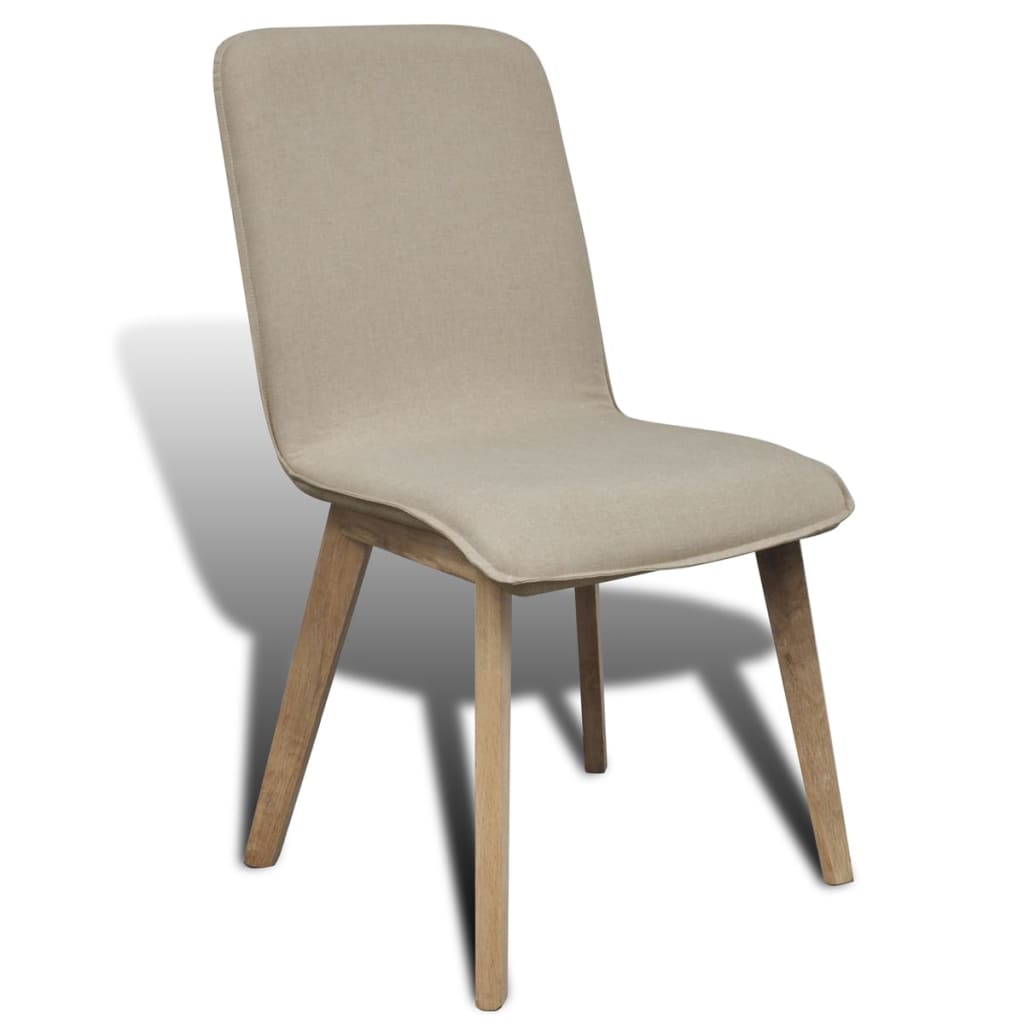 vidaXL Jídelní židle 2 ks béžové textil a masivní dubové dřevo