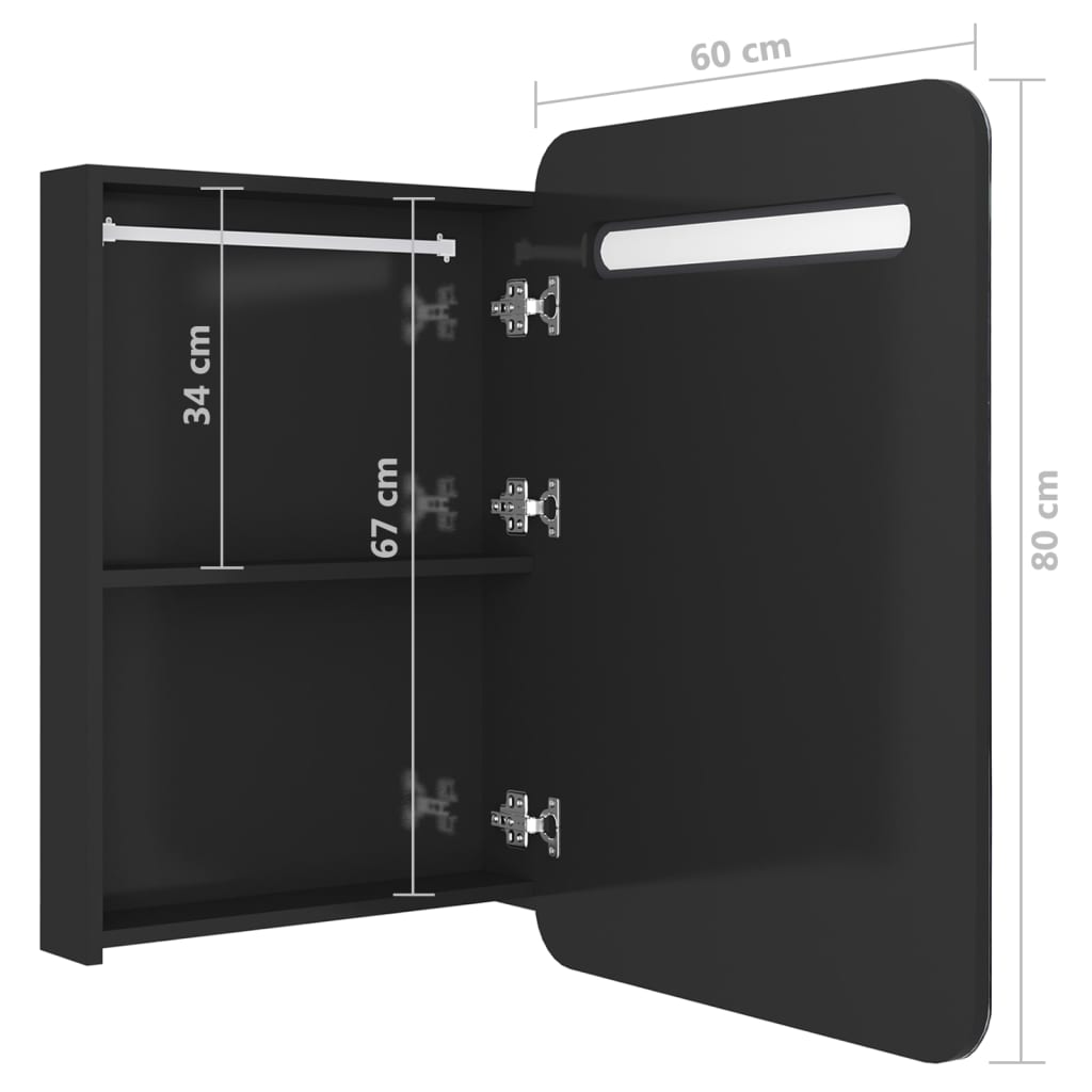 vidaXL LED koupelnová skříňka se zrcadlem zářivě černá 60 x 11 x 80 cm