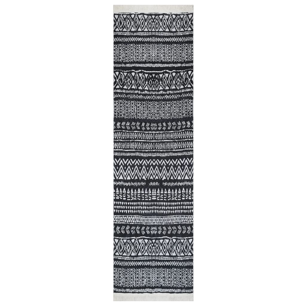 vidaXL Koberec černobílý 80 x 300 cm bavlna