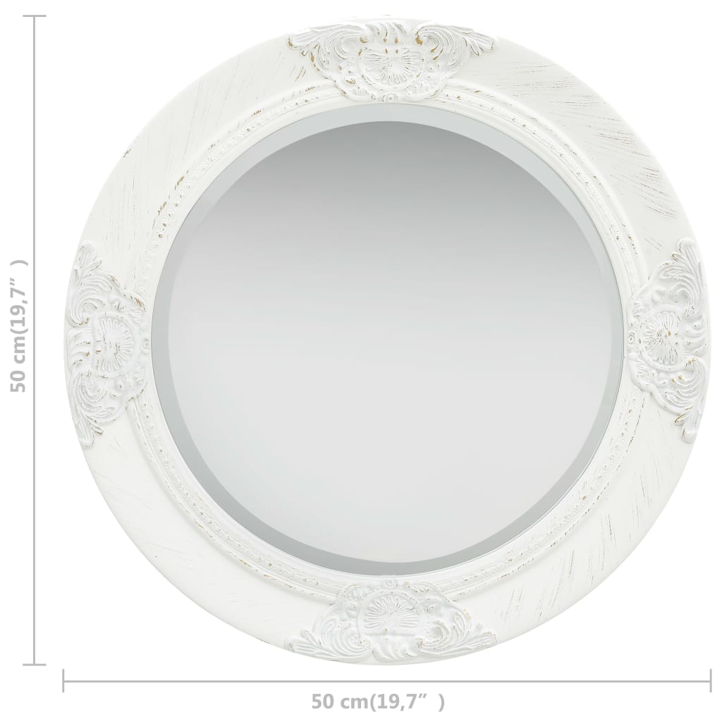 vidaXL Nástěnné zrcadlo barokní styl 50 cm bílé