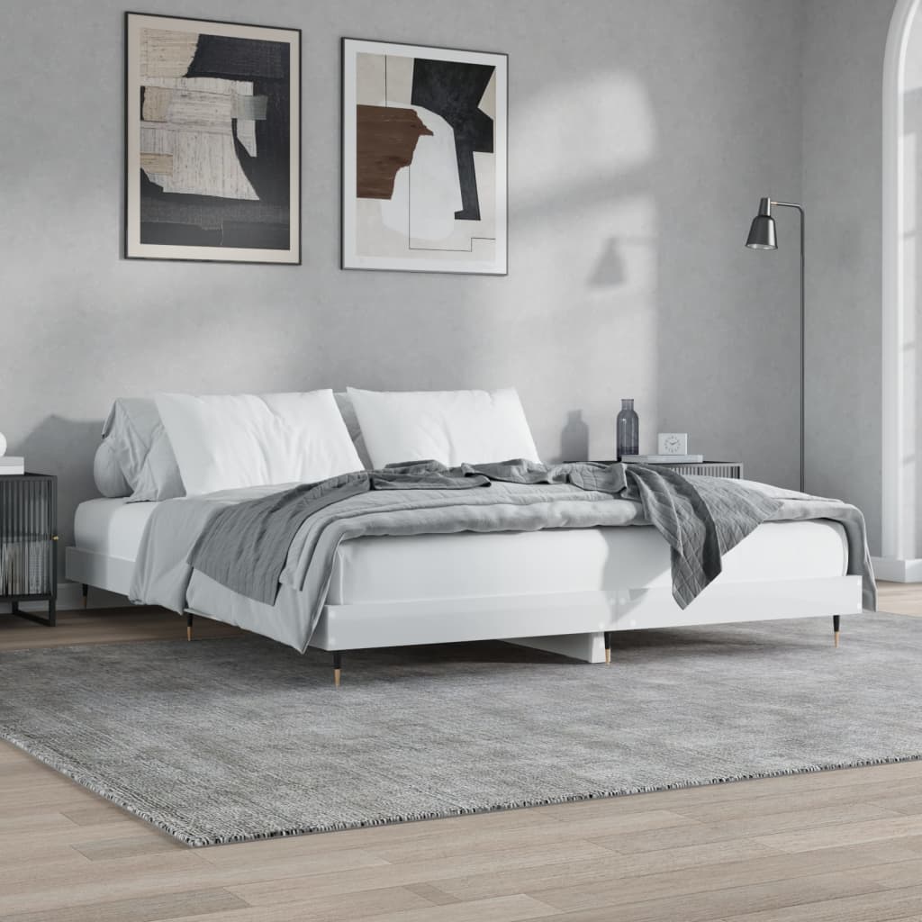 vidaXL Rám postele bílý s vysokým leskem 150 x 200 cm kompozitní dřevo