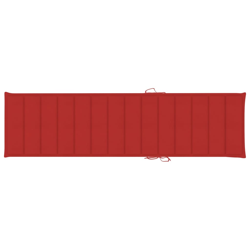 vidaXL Zahradní lehátka 2 ks s červenou poduškou masivní teak