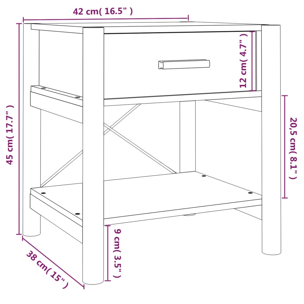 vidaXL Noční stolek bílý 42 x 38 x 45 cm kompozitní dřevo