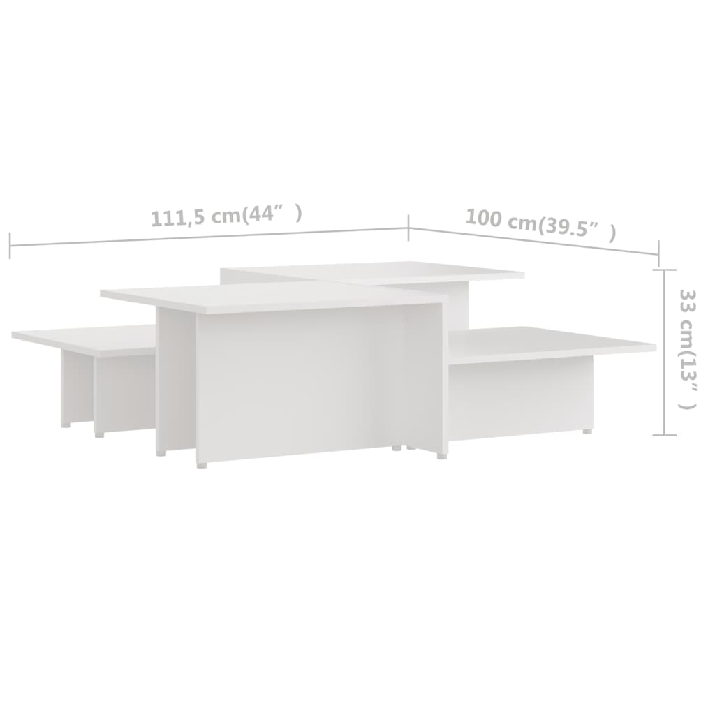 vidaXL Konferenční stolky 2 ks bílé 111,5 x 50 x 33 cm dřevotříska