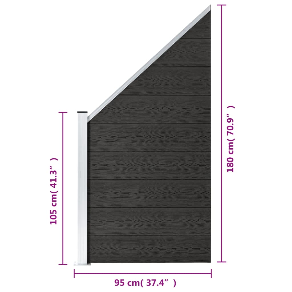 vidaXL Plotový dílec WPC 95 x (105–180) cm šedý