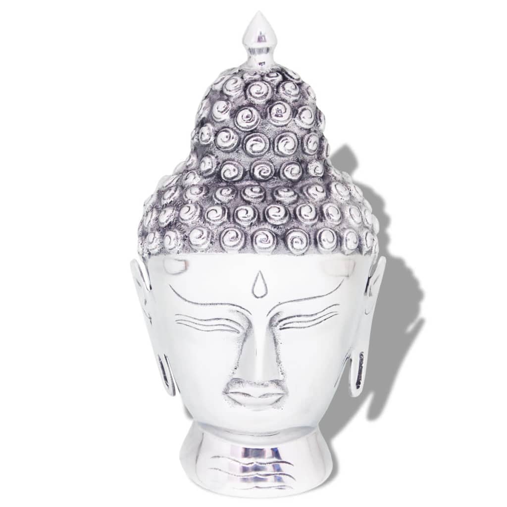 vidaXL Hlava Buddhy, dekorace hliníková stříbrná