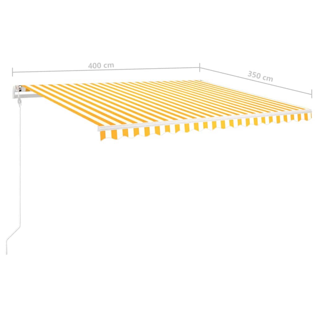 vidaXL Ručně zatahovací markýza s LED světlem 4 x 3,5 m žlutobílá