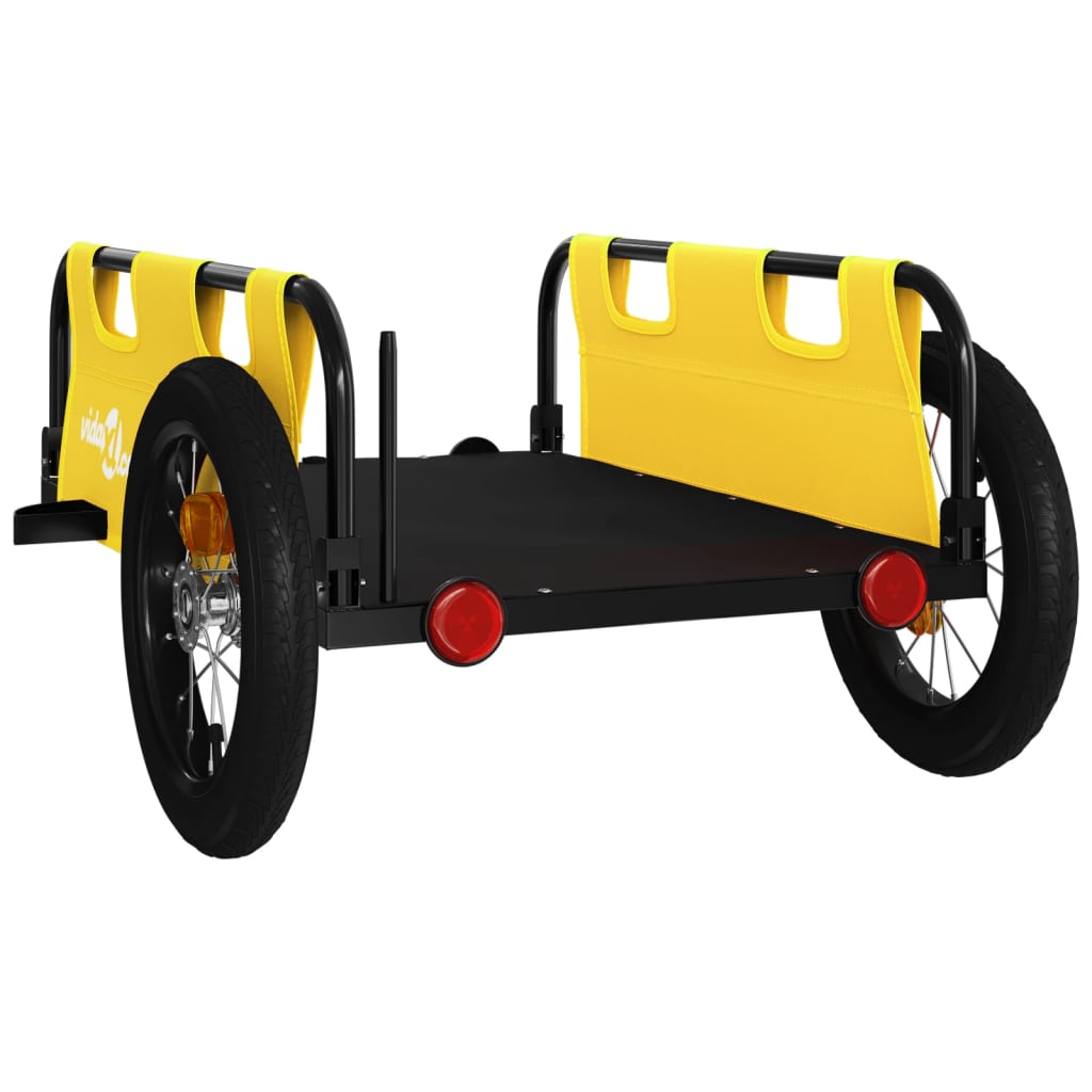vidaXL Vozík za kolo žlutý oxfordská tkanina a železo
