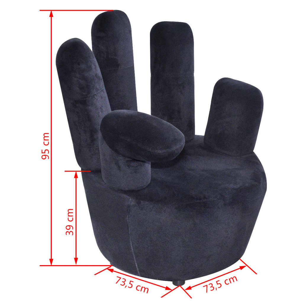 vidaXL Křeslo ve tvaru ruky černé samet