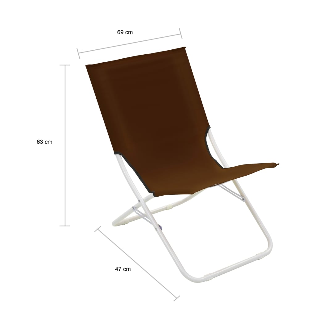 vidaXL Skládací plážové židle 2 ks hnědé