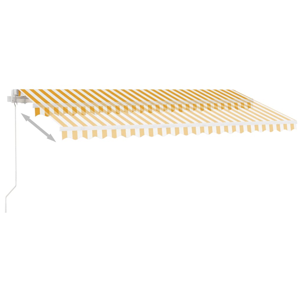vidaXL Ručně zatahovací markýza s LED světlem 450 x 350 cm žlutobílá