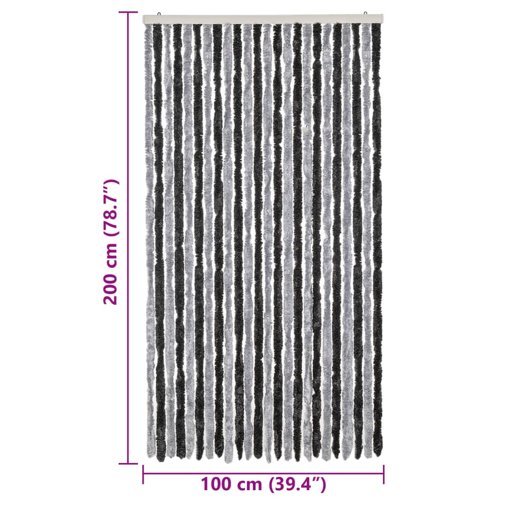 vidaXL Závěs proti hmyzu šedý a černý 100 x 200 cm žinylka