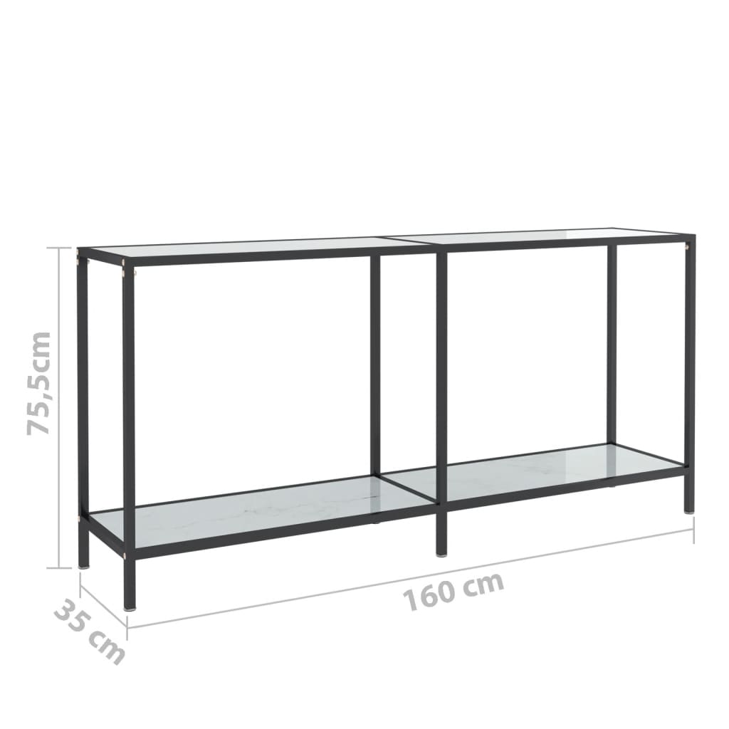 vidaXL Konzolový stolek bílý 160 x 35 x 75,5 cm tvrzené sklo