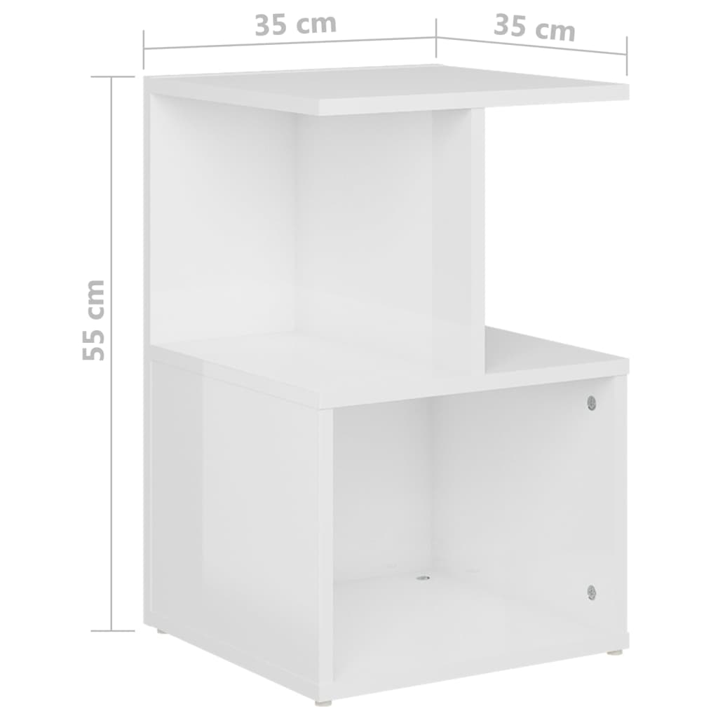 vidaXL Noční stolek bílý s vysokým leskem 35 x 35 x 55 cm dřevotříska