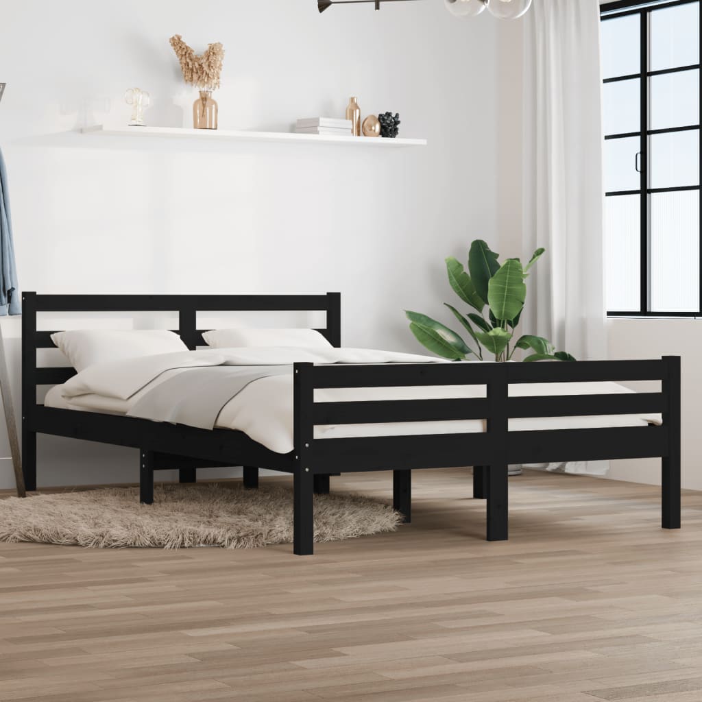 vidaXL Rám postele černý masivní dřevo 120 x 200 cm