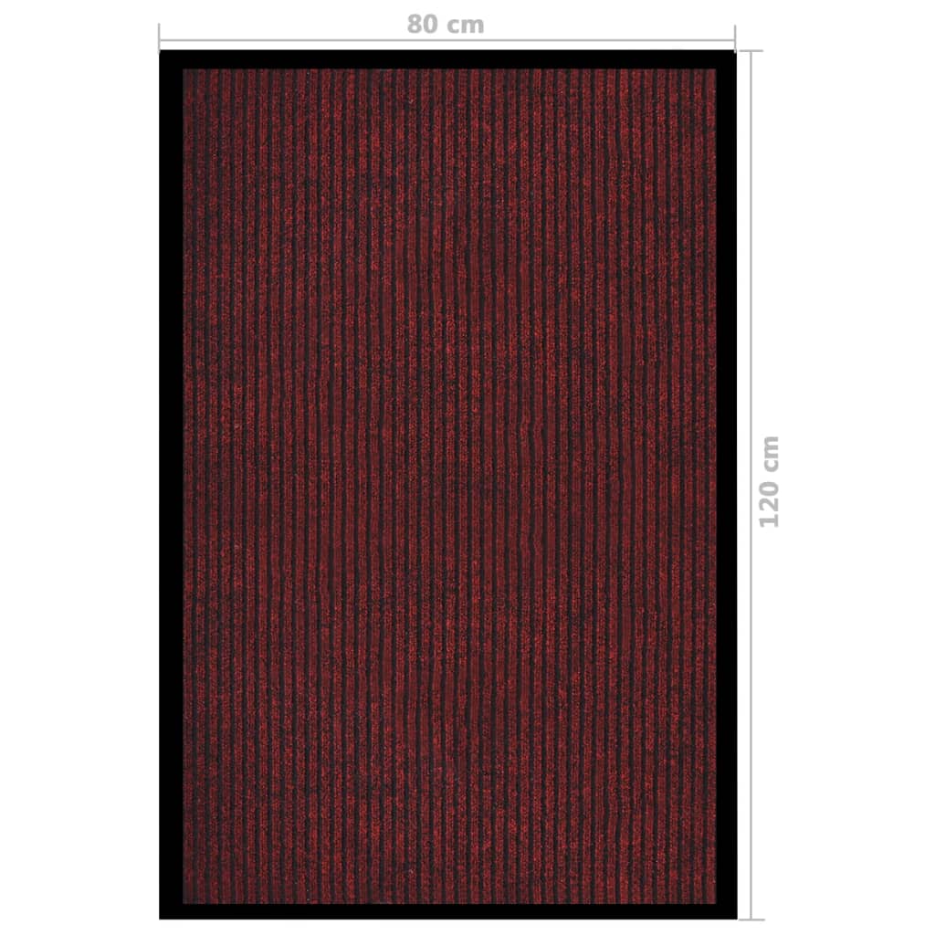 vidaXL Rohožka pruhovaná červená 80 x 120 cm