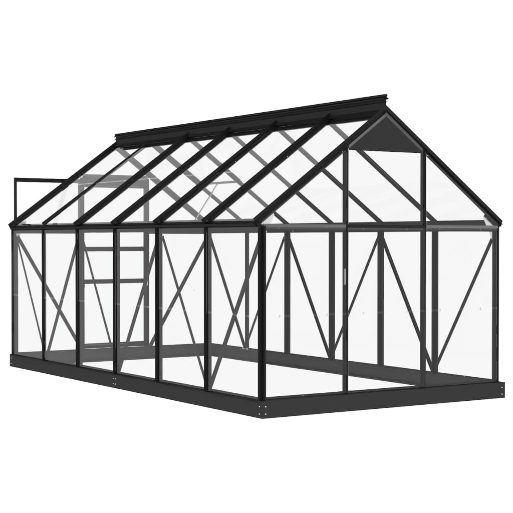 vidaXL Skleněný skleník antracitový 155 x 298 x 191 cm hliník