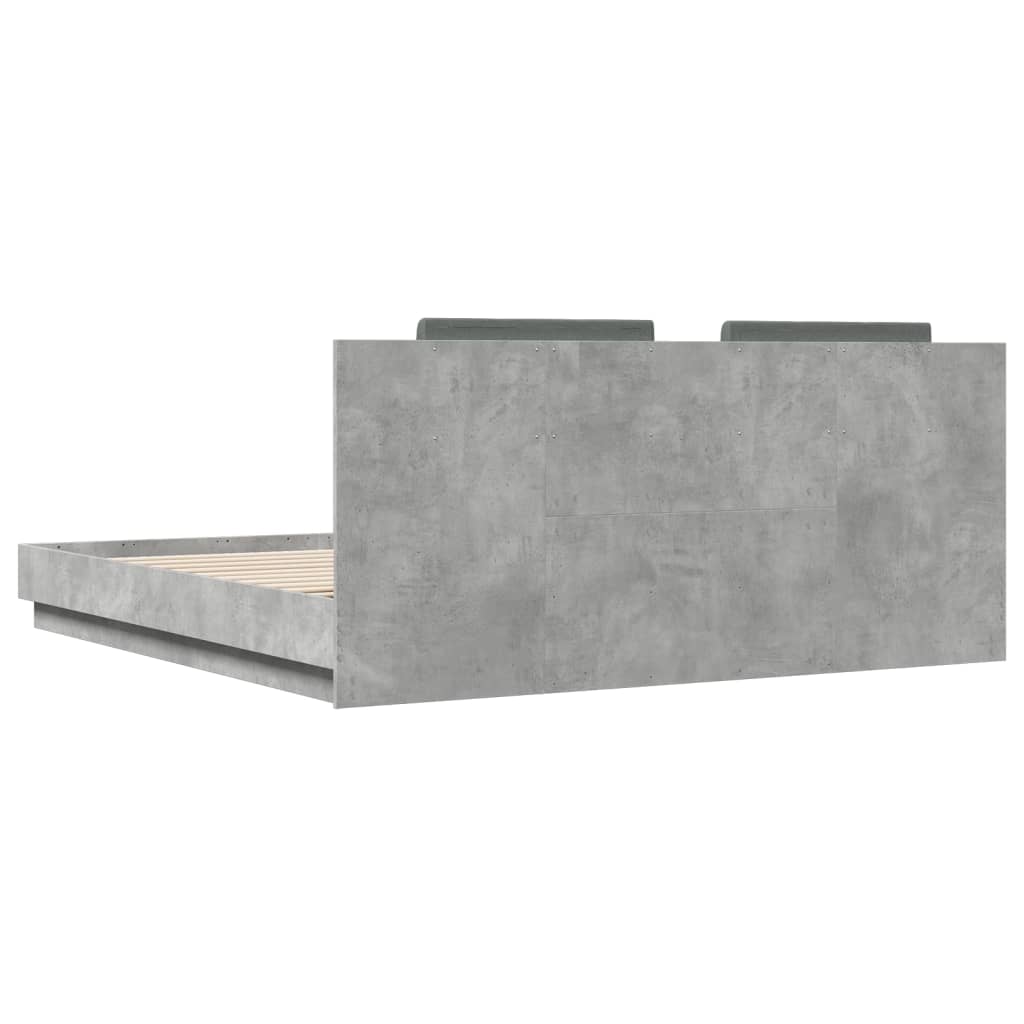vidaXL Rám postele s čelem a LED osvětlením betonově šedý 160x200 cm