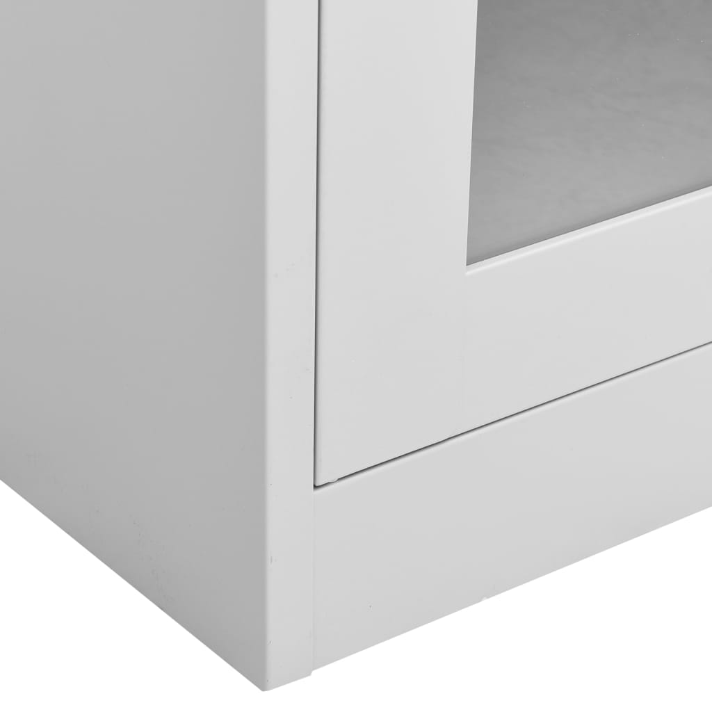vidaXL Kancelářská skříň světle šedá 90x40x180 cm ocel a tvrzené sklo
