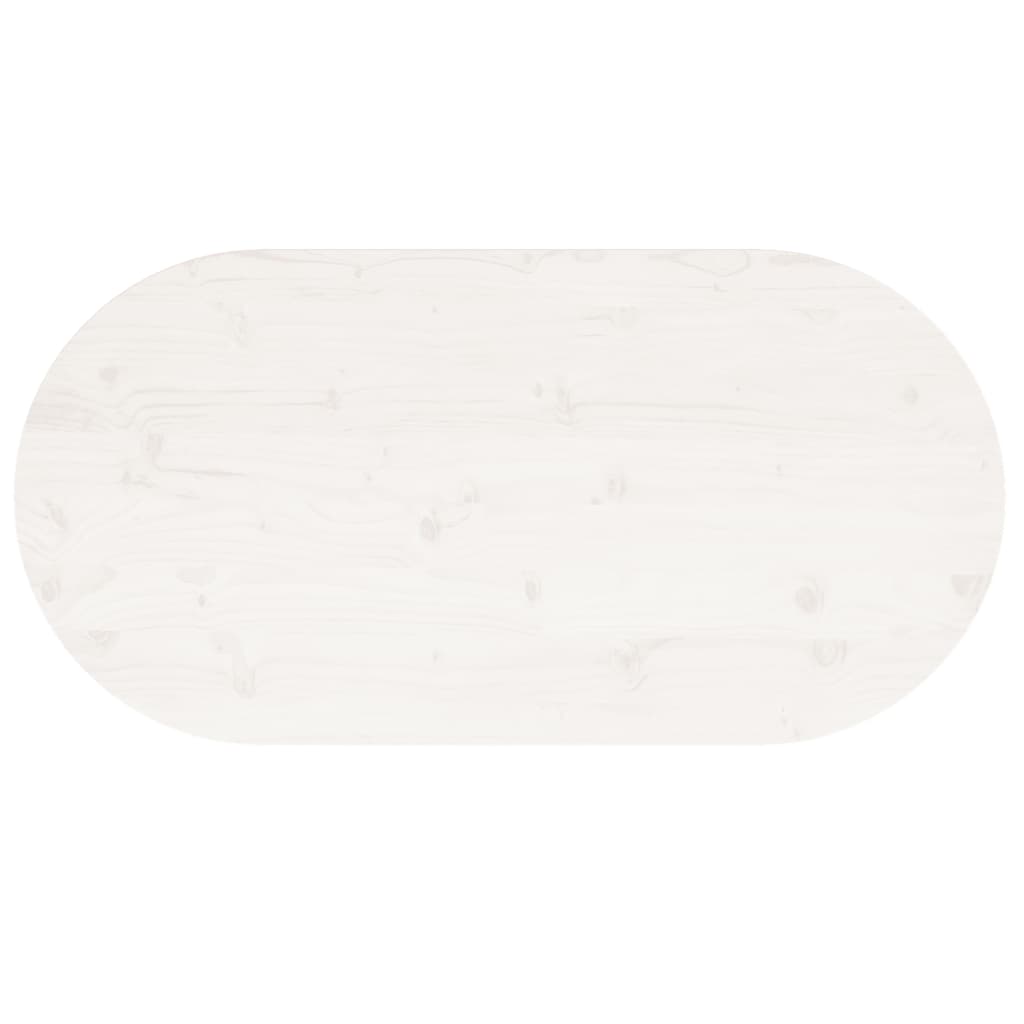 vidaXL Stolní deska bílá 90 x 45 x 2,5 cm masivní borové dřevo oválná