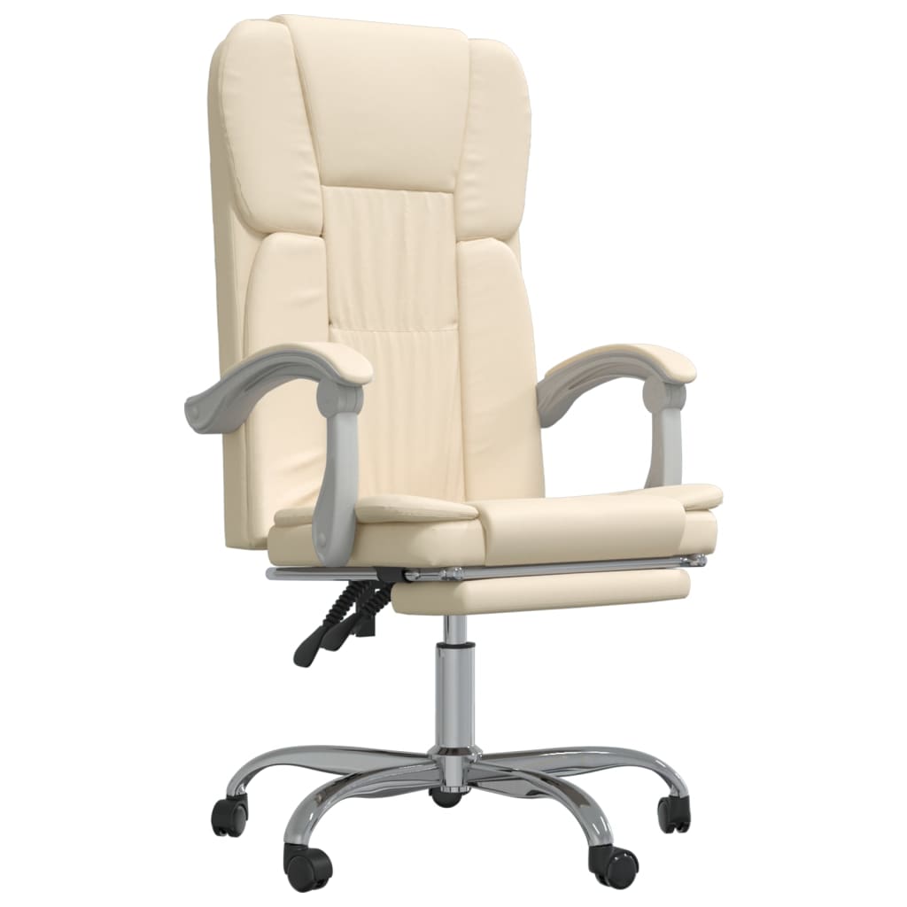 vidaXL Polohovací kancelářská židle krémová umělá kůže