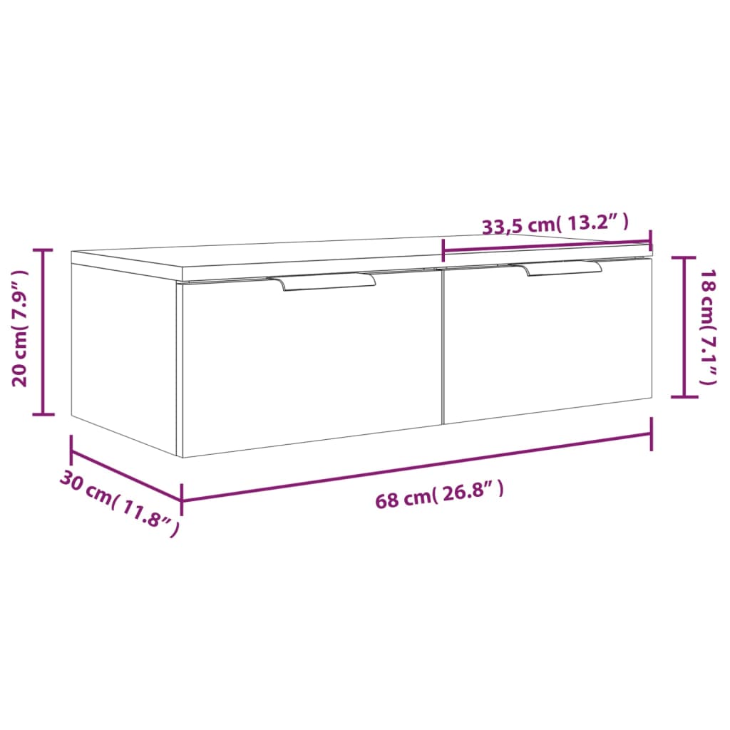 vidaXL Nástěnná skříňka hnědý dub 68 x 30 x 20 cm kompozitní dřevo