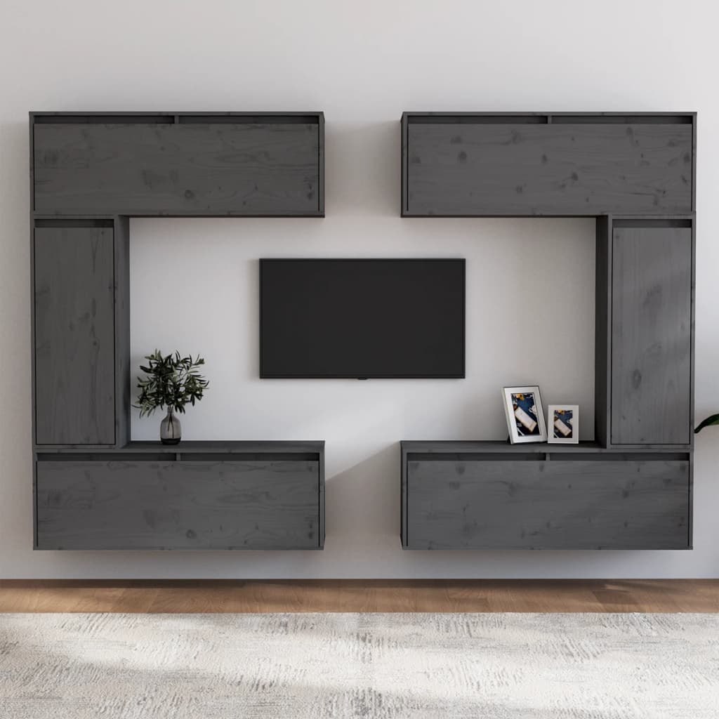 vidaXL TV skříňky 6 ks šedé masivní borové dřevo