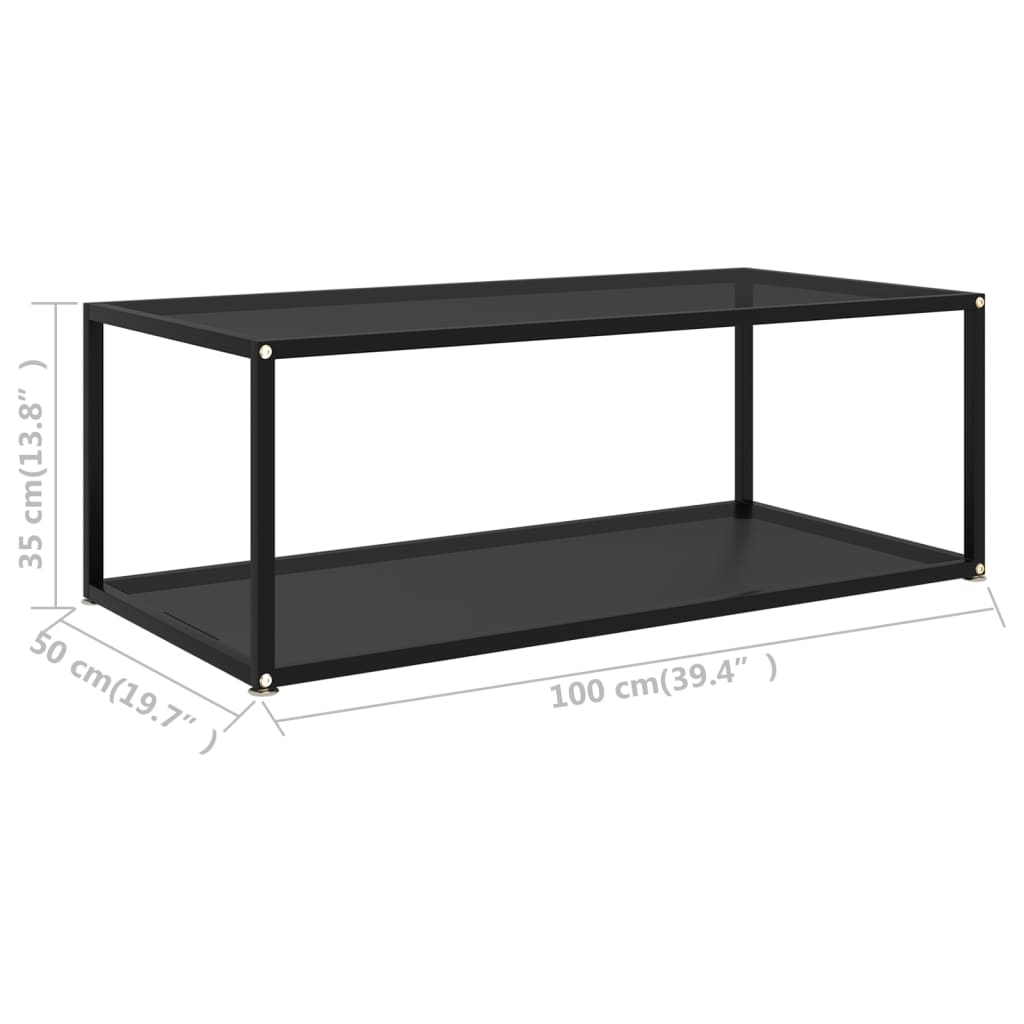 vidaXL Konferenční stolek černý 100 x 50 x 35 cm tvrzené sklo