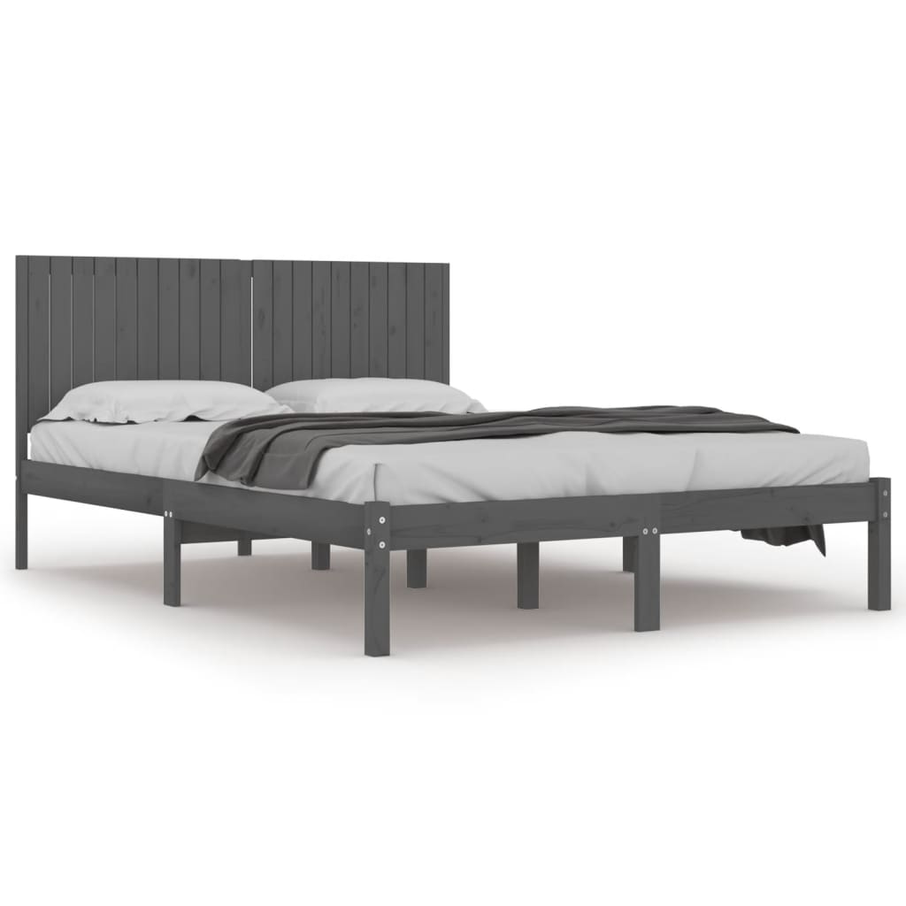 vidaXL Rám postele šedý masivní borovice 200 x 200 cm