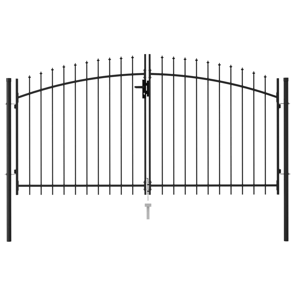 vidaXL Dvoukřídlá zahradní brána s hroty ocelová 3 x 1,5 m černá