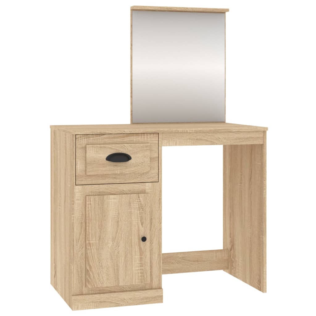vidaXL Toaletní stolek se zrcadlem dub sonoma 90x50x132,5 cm kompozit