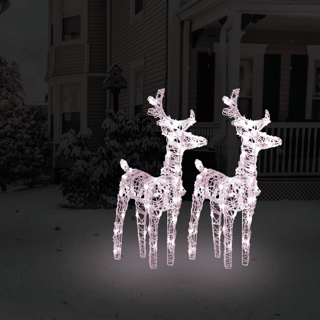 vidaXL Vánoční sobi 2 ks 80 teple bílých LED diod akryl