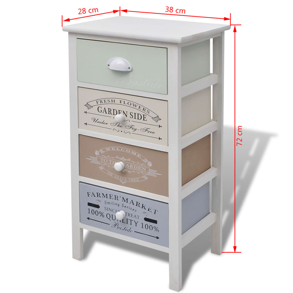 vidaXL Úložná skříňka ve francouzském stylu 4 zásuvky dřevěná