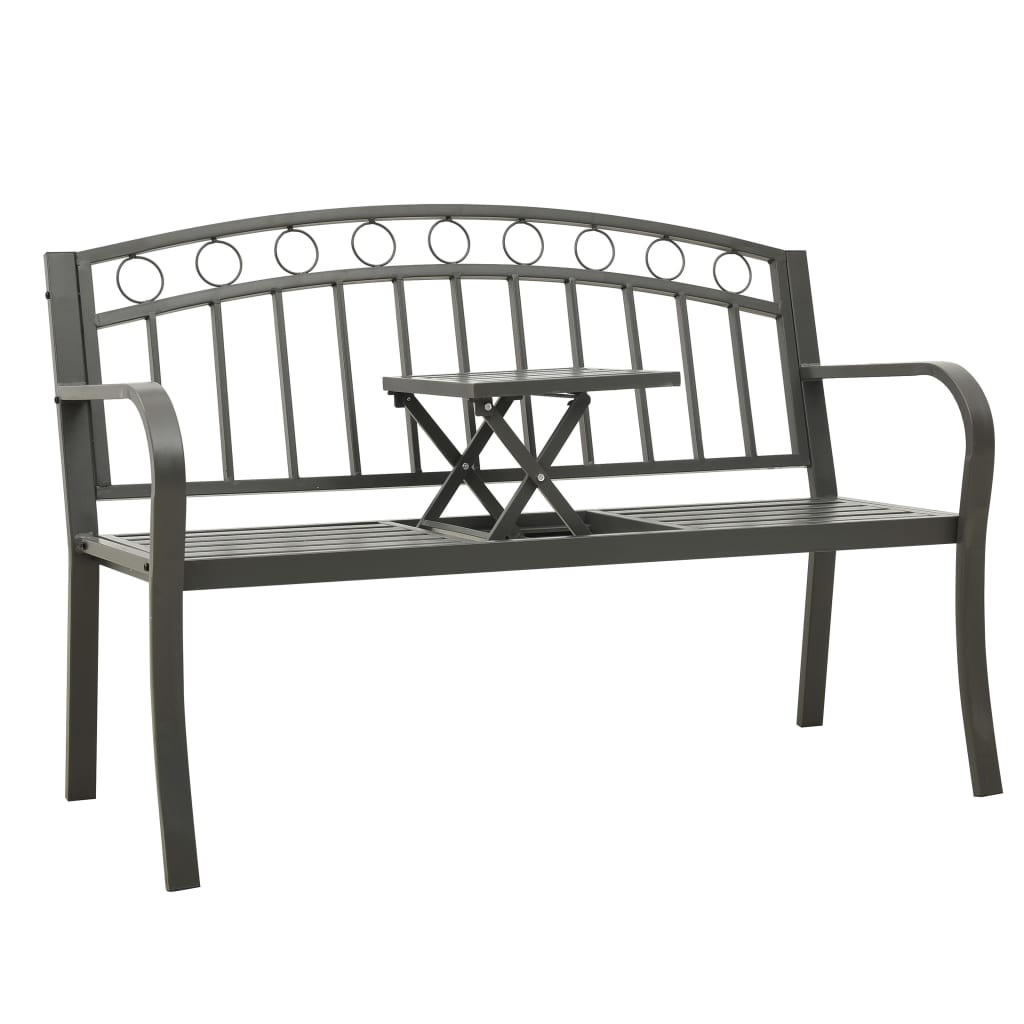 vidaXL Zahradní lavice se stolem 125 cm ocel šedá