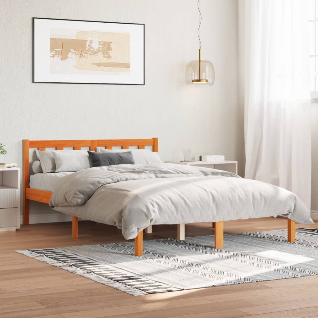 vidaXL Rám postele voskově hnědý 140 x 200 cm masivní borovice