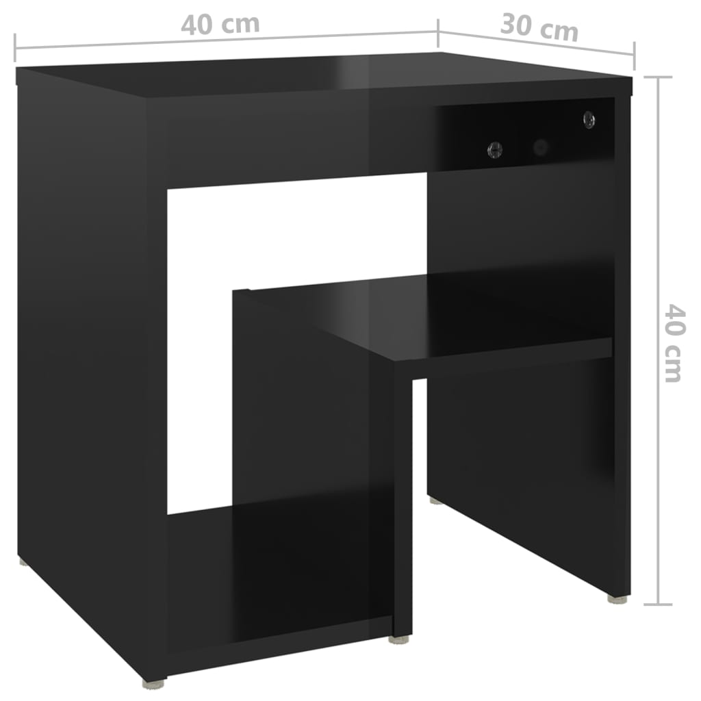 vidaXL Noční stolek černý s vysokým leskem 40 x 30 x 40 cm dřevotříska