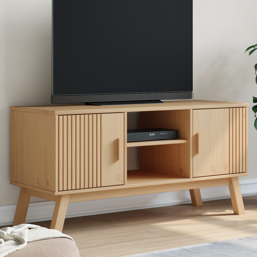 vidaXL TV skříňka OLDEN hnědá 114 x 43 x 57 cm masivní borové dřevo