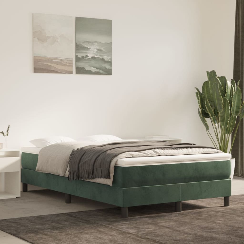 vidaXL Rám postele tmavě zelený 120 x 200 cm samet