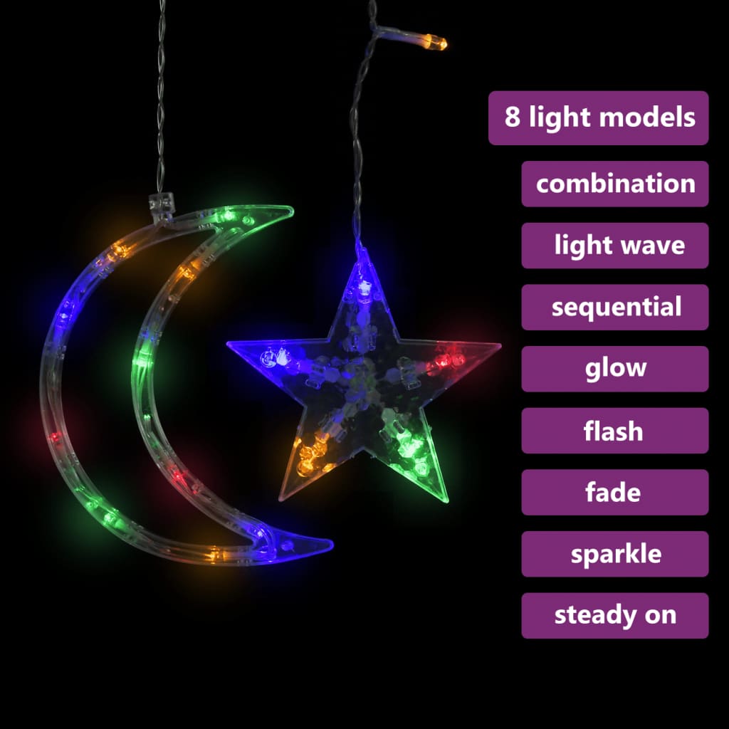 vidaXL Pohádková světla hvězda a měsíc ovladač 138 LED barevná