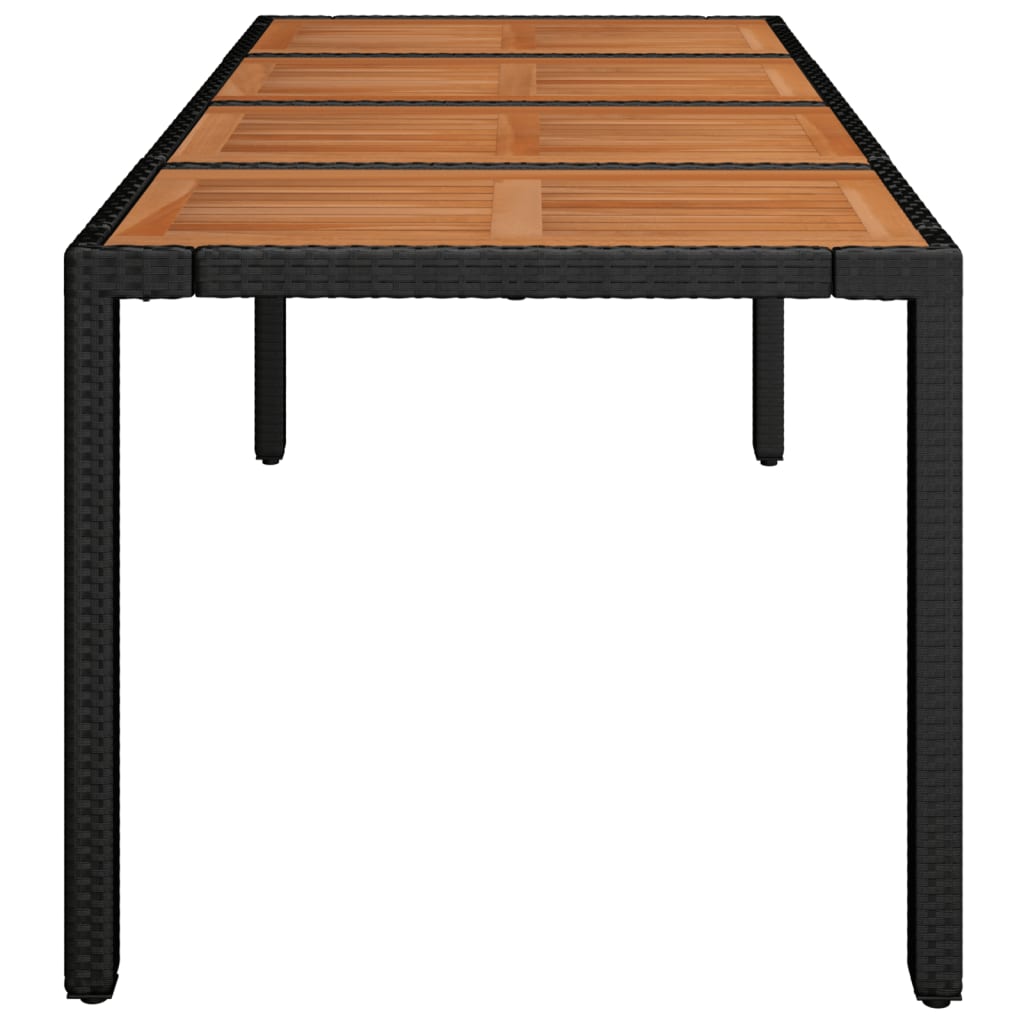 vidaXL Zahradní stůl s dřevěnou deskou černý 190x90x75 cm polyratan