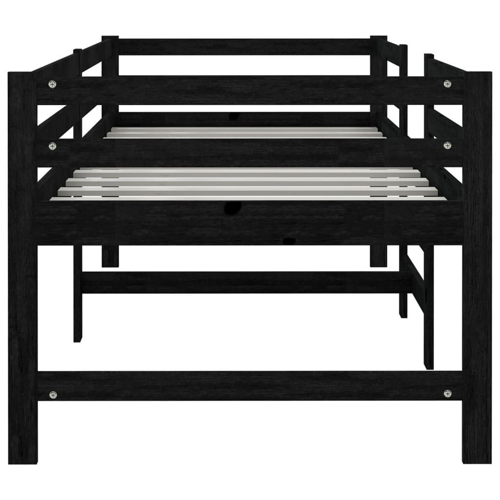vidaXL Středně vysoká postel černá masivní borové dřevo 90 x 200 cm