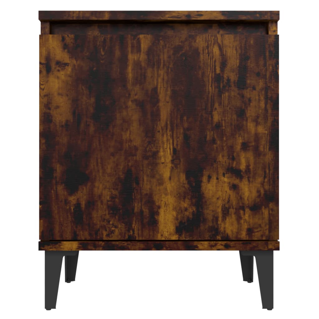 vidaXL Noční stolek s kovovými nohami kouřový dub 40 x 30 x 50 cm