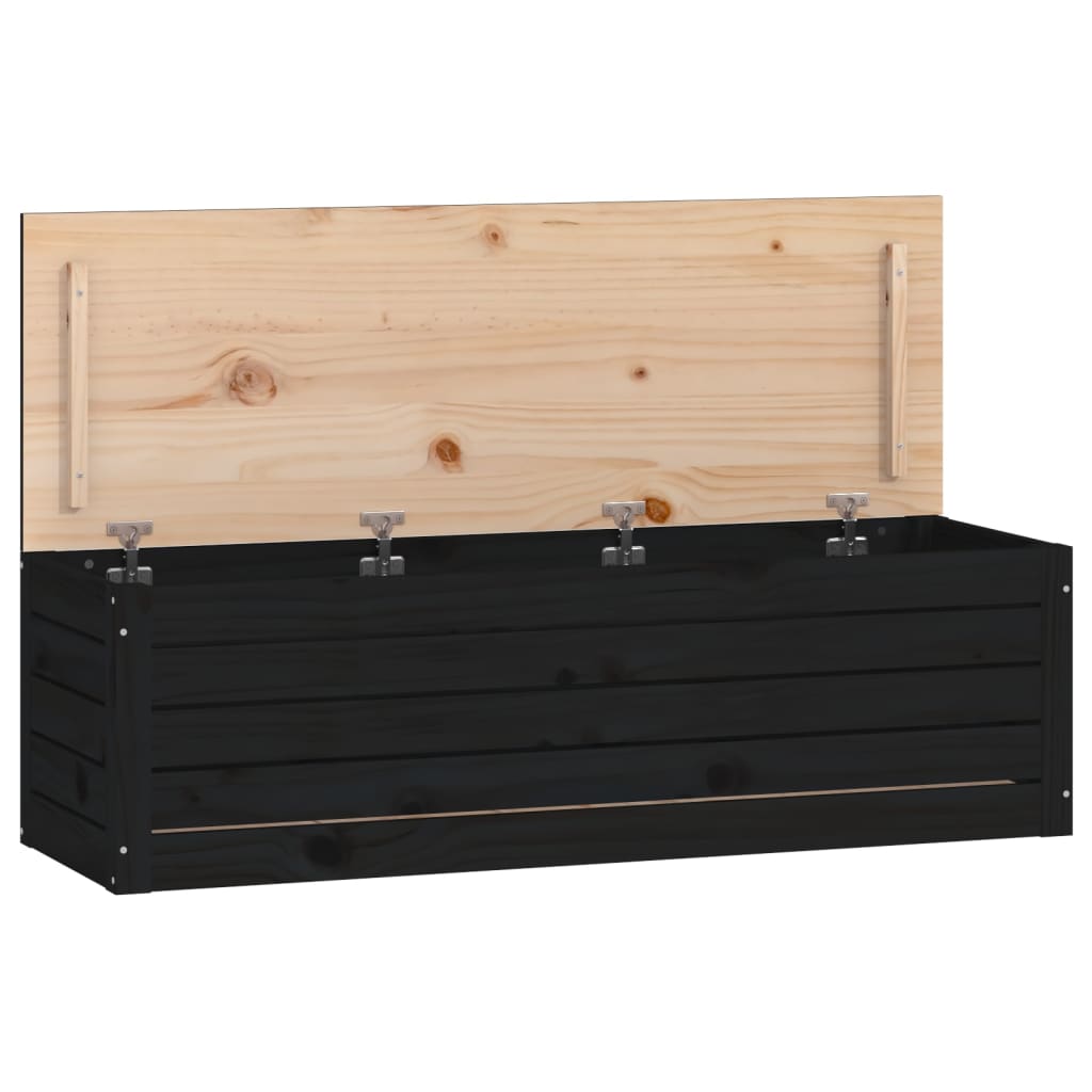 vidaXL Úložný box černý 109x36,5x33 cm masivní borové dřevo