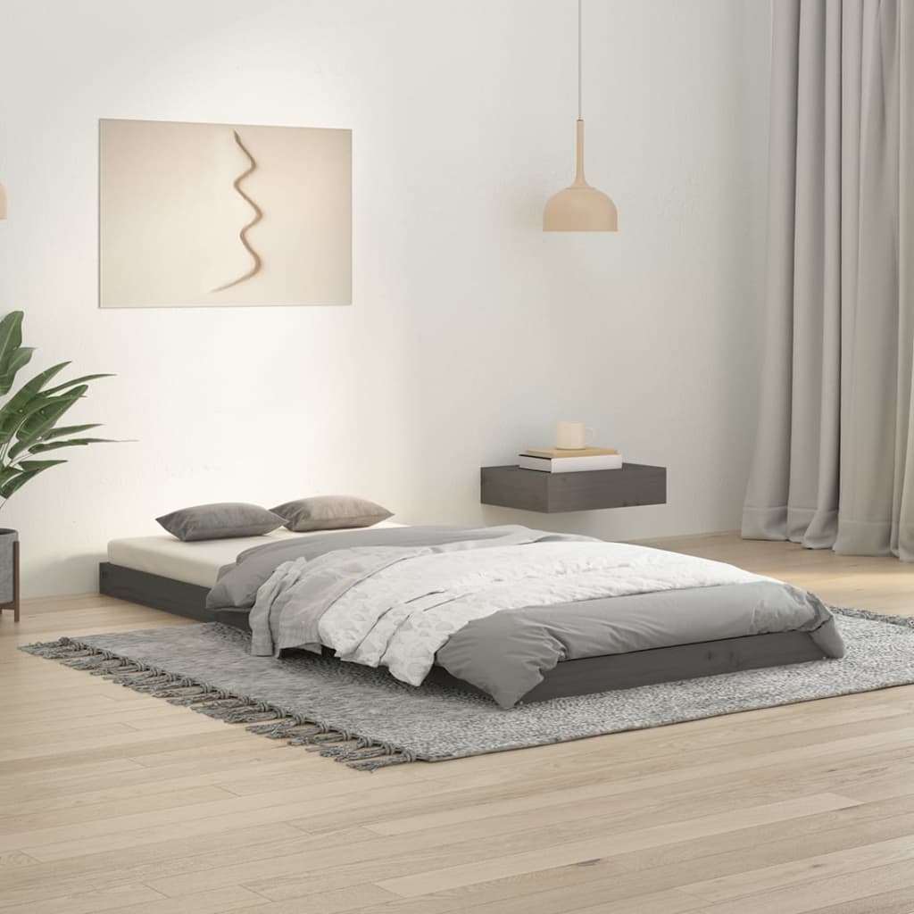 vidaXL Rám postele šedý 90 x 200 cm masivní borovice