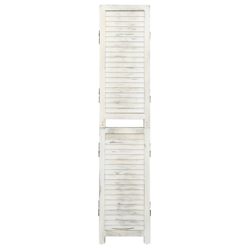 vidaXL 6dílný paraván bílý s patinou 215 x 166 cm masivní dřevo