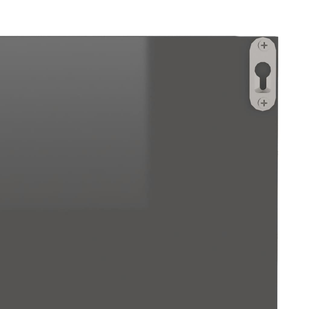 vidaXL Nástěnné police 2 ks šedé s vysokým leskem 40 x 11,5 x 18 cm