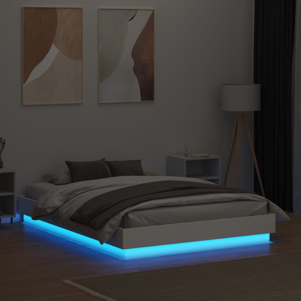 vidaXL Rám postele s LED osvětlením bílý 120 x 190 cm